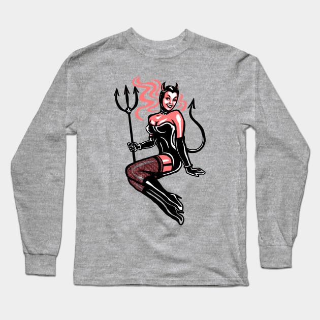 Lady Trouble Long Sleeve T-Shirt by ConradGarner